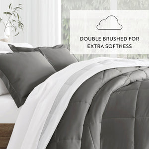 Stitched Stripe Reversible Down-Alternative Comforter Set