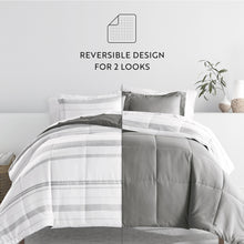 Load image into Gallery viewer, Stitched Stripe Reversible Down-Alternative Comforter Set