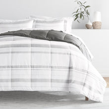 Load image into Gallery viewer, Stitched Stripe Reversible Down-Alternative Comforter Set