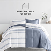 Load image into Gallery viewer, Stitched Stripe Reversible Down-Alternative Comforter Set