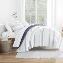 Load image into Gallery viewer, Stitched Stripe Reversible Down-Alternative Comforter Set