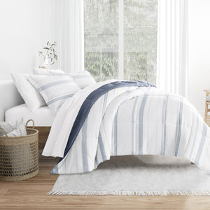 Stitched Stripe Reversible Down-Alternative Comforter Set