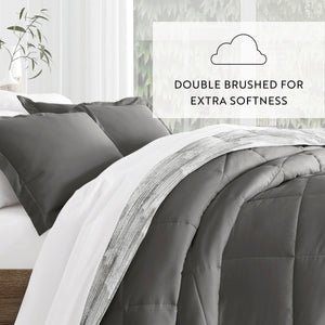 Textured Stripe Reversible Down-Alternative Comforter Set