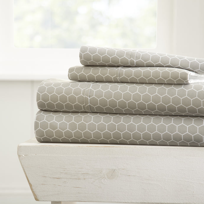 Honeycomb Patterned 4-Piece Sheet Set - Sheets - Linens and Hutch