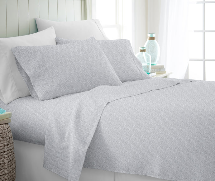 Chambray Style Pattern 4-Piece Sheet Set