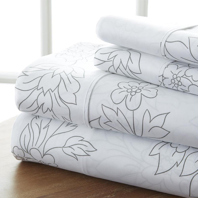 Vines Patterned 4-Piece Sheet Set - Sheets - Linens and Hutch