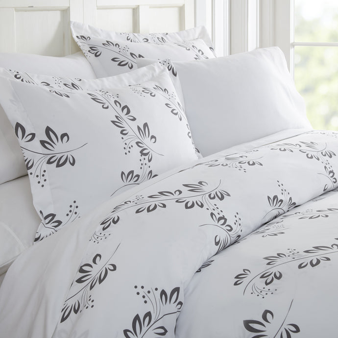 Simple Vine Patterned 3-Piece Duvet Cover Set - Comforters - Linens and Hutch