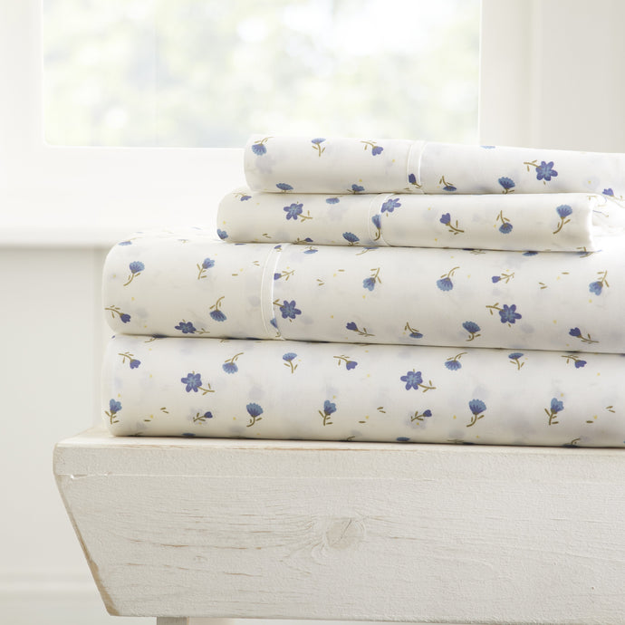 Soft Floral Patterned 4-Piece Sheet Set - Sheets - Linens and Hutch